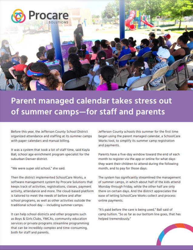 Parent Managed Calendar Takes Stress Out of Summer Camps—For Staff and Parents